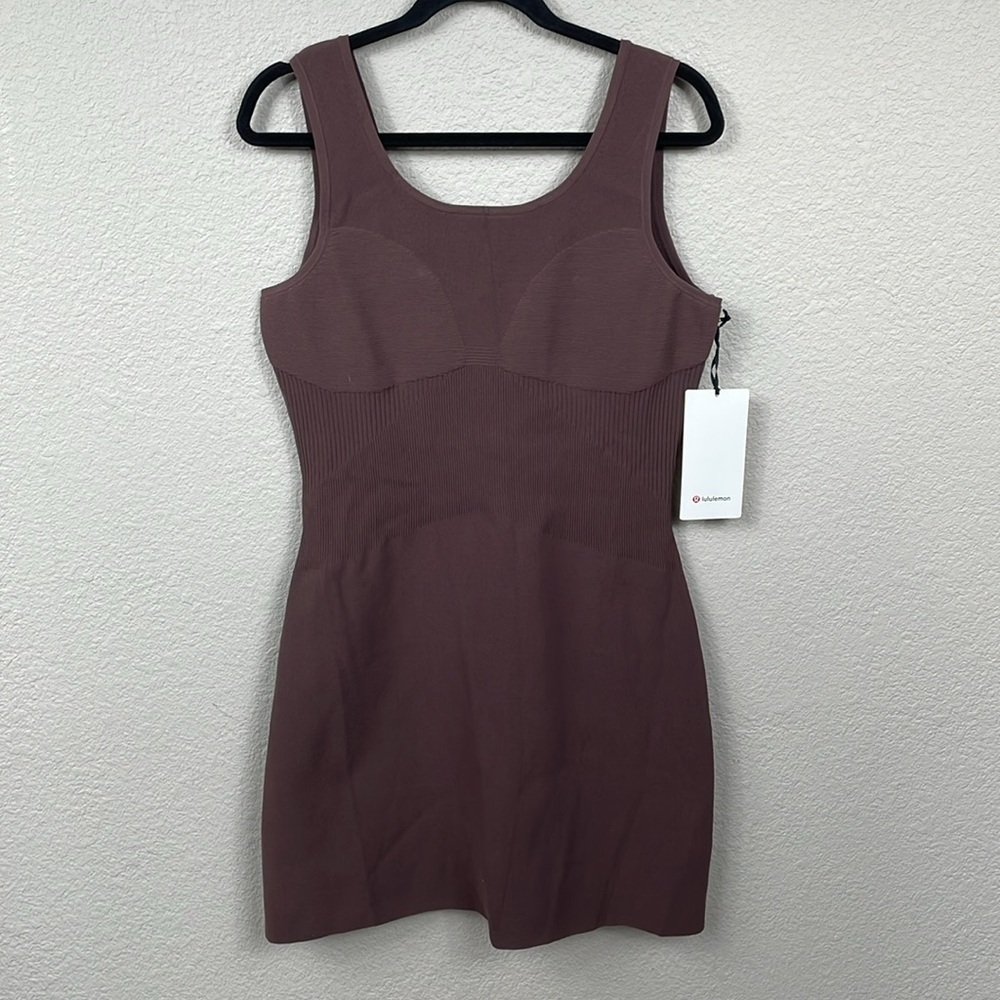 NWT Lululemon Tight Fit Knit Tank Dress Java Brown Casual Athleisure Sz L - Picture 3 of 13